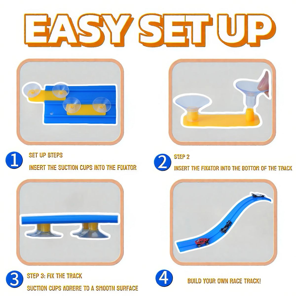 Parent Child Interactive Racing Car Flexible Track Roll Up Double Track Suction Cup Screen Free Educational Kids Gift