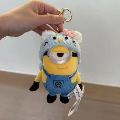 Genuine Cute Little Yellow Minion Bob Backpack Pendant Cartoon Plush Doll Keychain Bag Doll Decoration Birthday Gift