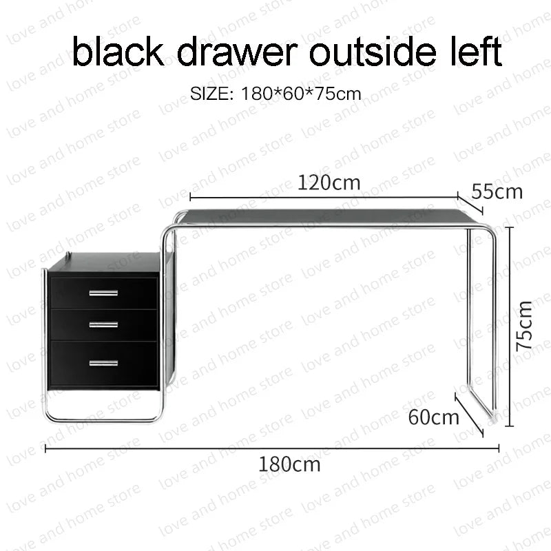 Bauhaus Stainless Steel Desk Compact Tubular Steel MDF with Drawer Compute Desk Office Desk