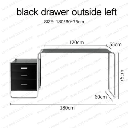 Bauhaus Stainless Steel Desk Compact Tubular Steel MDF with Drawer Compute Desk Office Desk