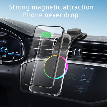 15W Qi2 Magnetic Car Phone Holder Wireless Charger for iPhone 16 17 Pro Max for Magsafe Car Charging Charger LED Light