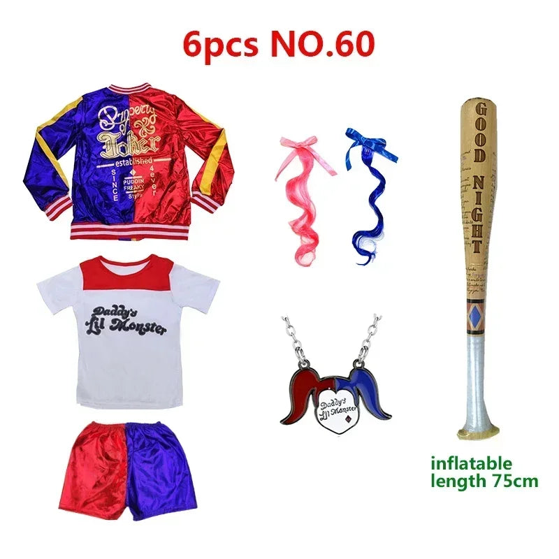 2026 N Top Quality Girls  Suicide Harley Cosplay Costumes  Monster Stitched Jacket Pants Sets Halloween Costume