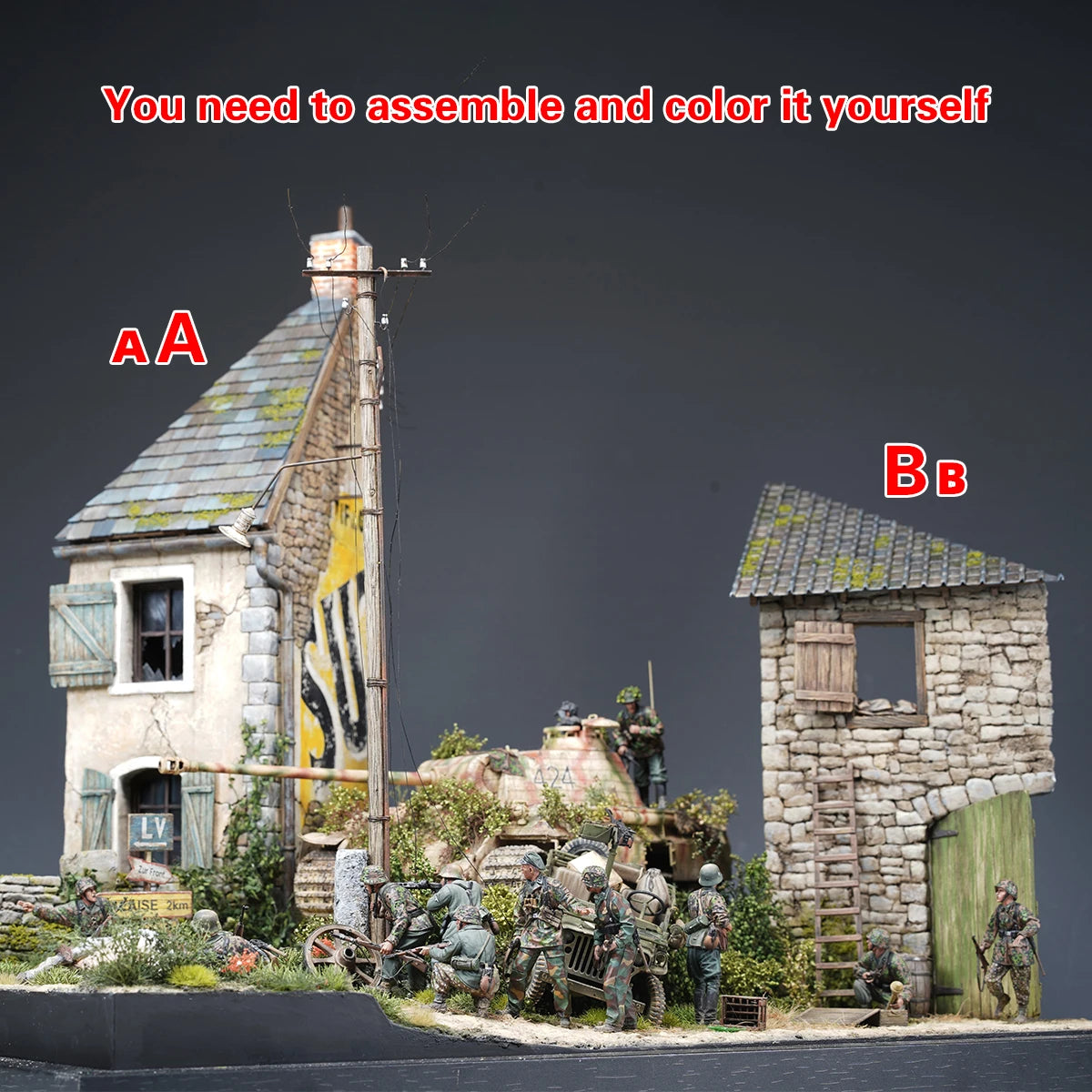 Assembly Architectural Model Sand Table Stone House Europeanizing Architecture Single Building Diorama Scale Model Kit 1/35