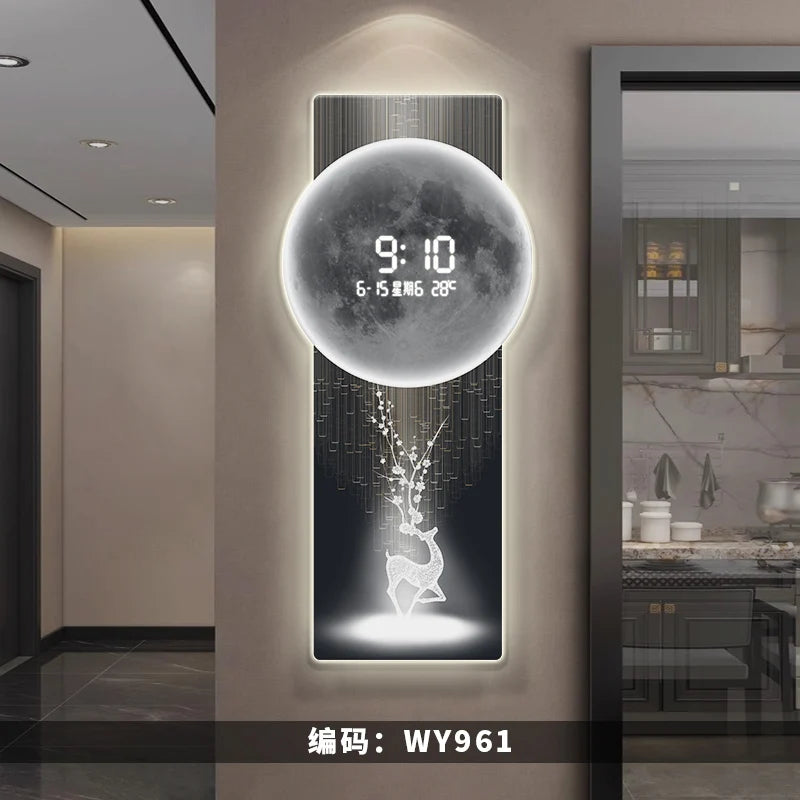 Wall clock, living room entrance decoration painting, electronic clock, digital display creative LED, wall mounted clock