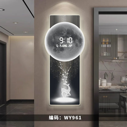 Wall clock, living room entrance decoration painting, electronic clock, digital display creative LED, wall mounted clock