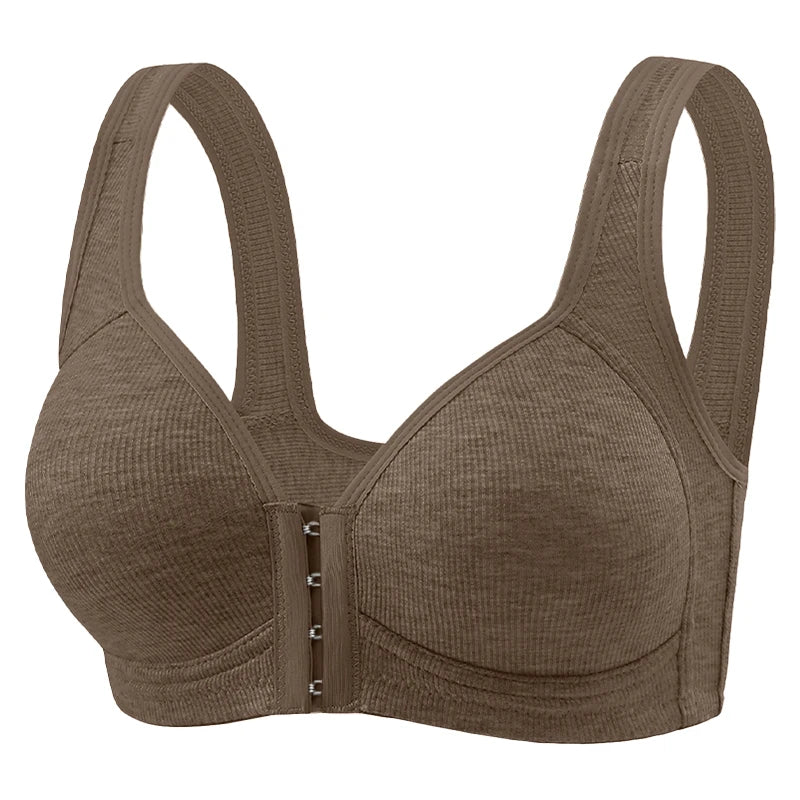 FallSweet Wire-Free Front Closure Bra for Women Seamless Full Coverage Bra Fixed Cups Large Size Comfort Underwear Mom Lingeries