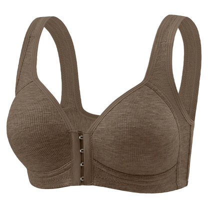FallSweet Wire-Free Front Closure Bra for Women Seamless Full Coverage Bra Fixed Cups Large Size Comfort Underwear Mom Lingeries