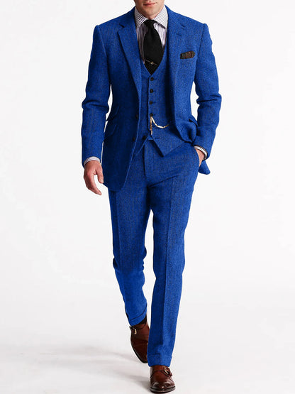  Herringbone Tweed Suits for Men 3 Piece Set Double-Breasted Slim Fit Tuxedo Size Man Suit Set Custom Made Men Fashion Suits