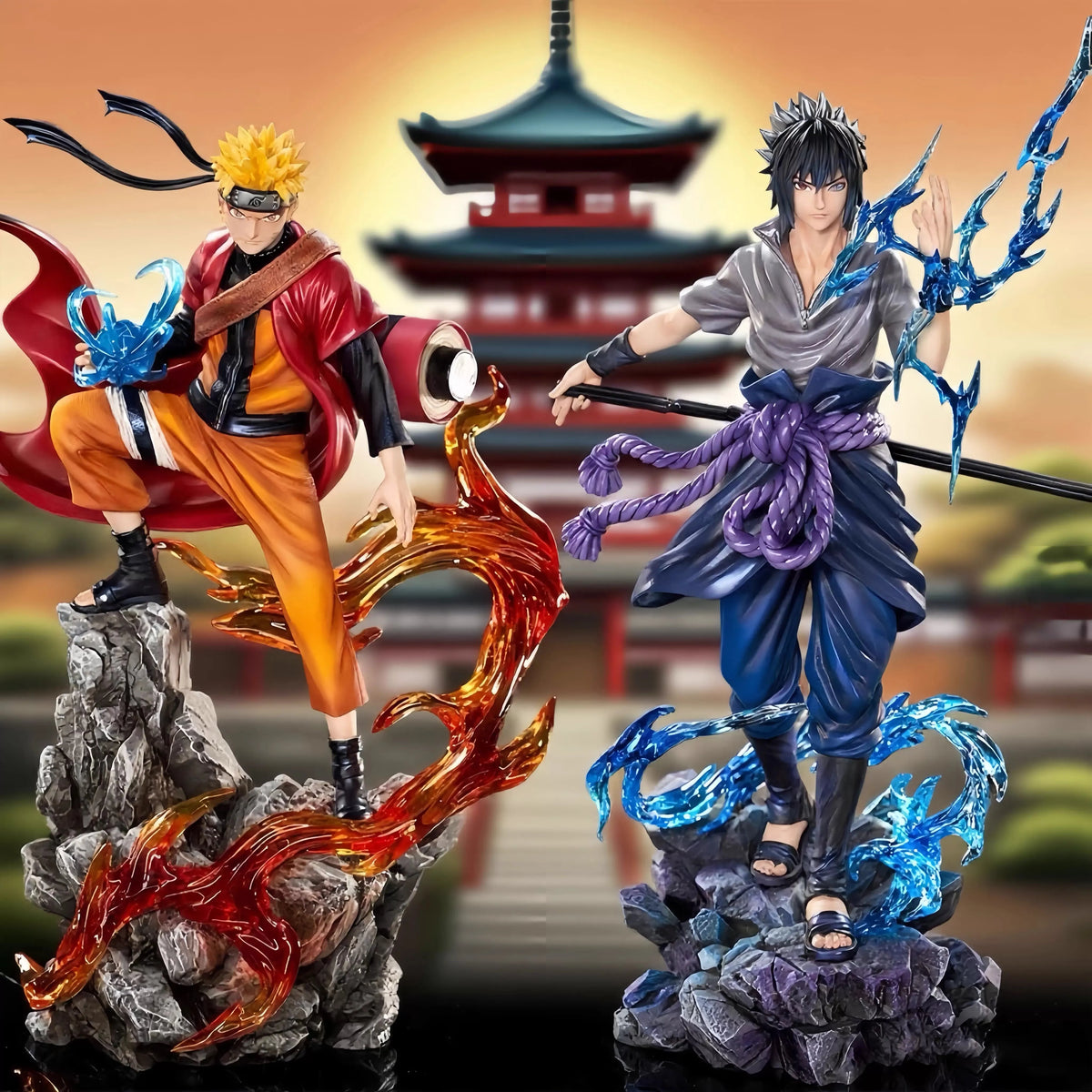 Bandai HOT S 23cm Naruto Anime Figure Uzumaki Naruto Uchiha Sasuke Action Model Pvc Statue Desktop Ornament Collection Toys Gift