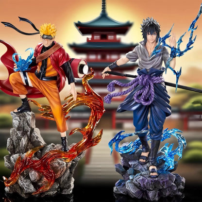 Bandai HOT S 23cm Naruto Anime Figure Uzumaki Naruto Uchiha Sasuke Action Model Pvc Statue Desktop Ornament Collection Toys Gift