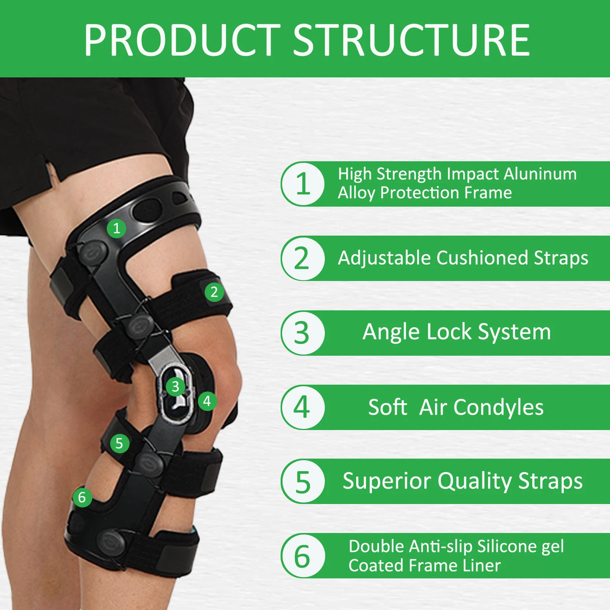Functional Knee Brace - for ACL/MCL/PCL/Meniscus/Ligament/Sports Injuries, Hinged ROM Orthopedic Knee Orthosis for Men & Women