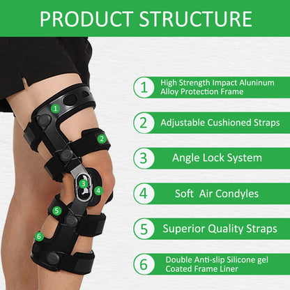 Functional Knee Brace - for ACL/MCL/PCL/Meniscus/Ligament/Sports Injuries, Hinged ROM Orthopedic Knee Orthosis for Men & Women