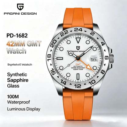 PAGANI DESIGN New Automatic Machinery Men'S Watch GMT DG5833 Stainless Steel Sapphire Crystal 10bar Waterproof Reloj Hombre