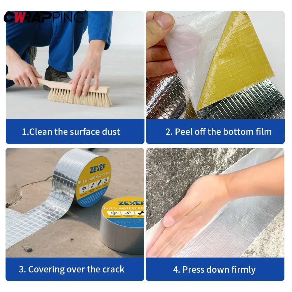 Self-adhesive Butyl Sealing Tapes Waterproof High Temperature Resistance Aluminum Thicken Butyl Tape for Home Car Accessories