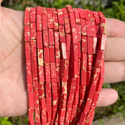 4x13mm Natural Stone Tube Rectangle Sea Sediment Lapis Lazuli Opal Amethysts Quartz Beads for Jewelry Making DIY Bracelet