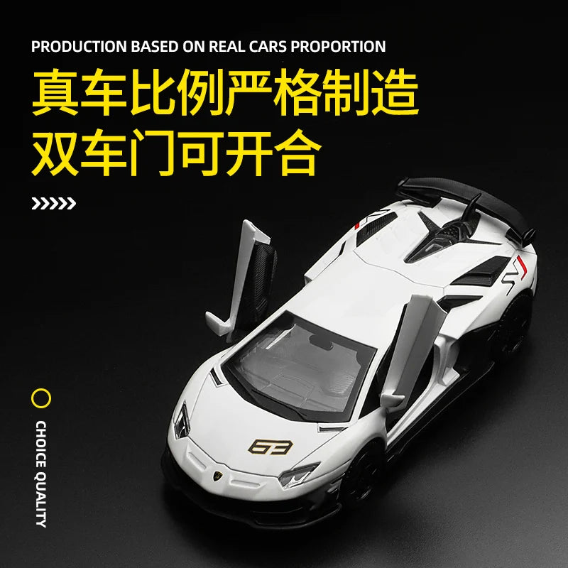 CCA MSZ 1:36~1:47 Lamborghini Aventador SVJ 63 Maserati Land Rover Guard BMW Benz Car Model With Helmet Acrylic Box Alloy Car