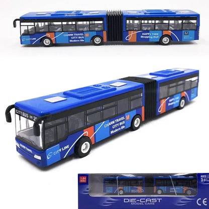1/64 Diecast Alloy City Bus Pull Back Cars Kids Toy Car Inertia Vehicle Model Toy Educational Toys for Children Gift Boys Toys