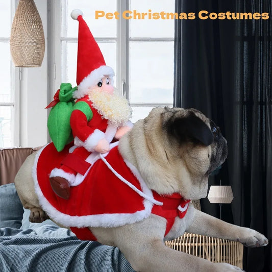 Christmas Reindeer Styling, Santa Claus Pet Clothing, Dog Holiday Party Cycling Clothing, Christmas Themed Pet Holiday Clothing