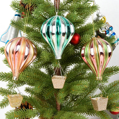 Christmas Decorations Creative Glass Painted Ornaments Astronaut Hot Air Balloon Globe Small Pendants Christmas Tree Hanging Decorations
