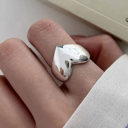 PANJBJ 925 Sterling Silver Geometry Crystal Ring For Women Ellipse Exaggerated Punk Water Drop Open Jewelry Gift Dropshipping