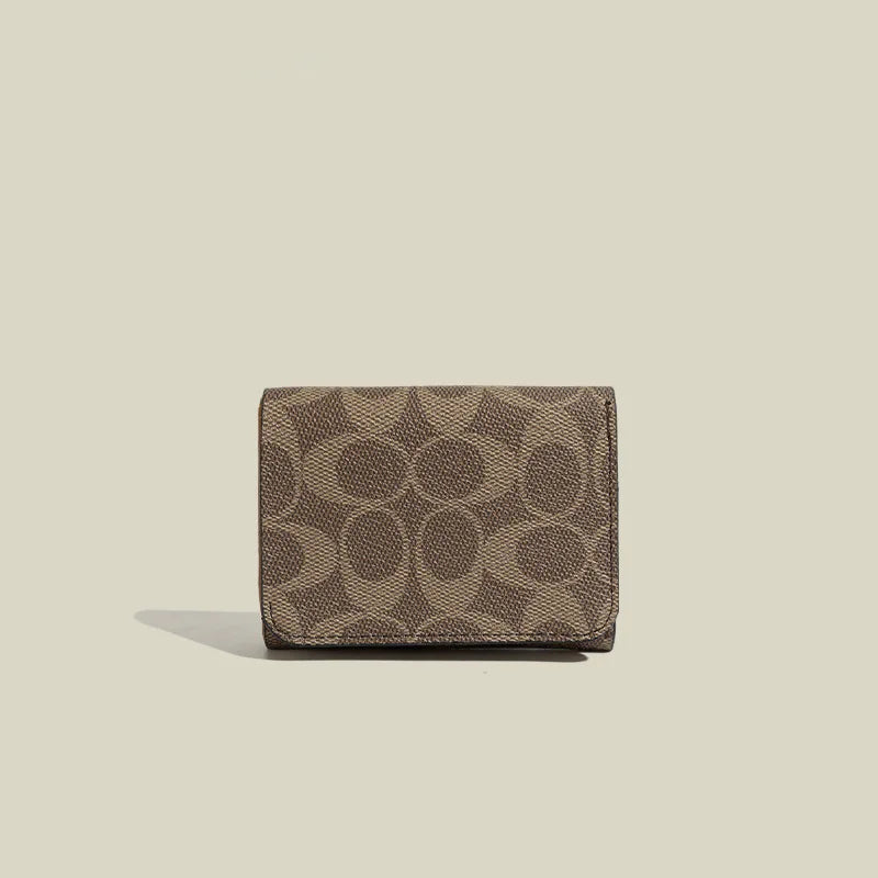 High quality three fold short wallet with PU leather buckle coin wallet, fashionable high-end men's and women's wallet