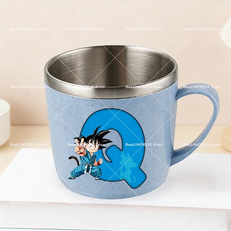 Dragons Ball 304 Stainless Steel Mouth Cup Goku Anime Kawaii Letter A-Z Coffee Milk Water Mug  Anti-scalding Camping Cups Gift