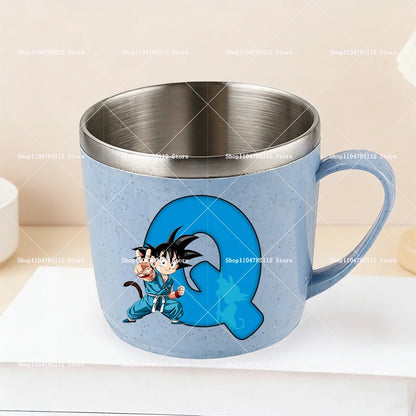 Dragons Ball 304 Stainless Steel Mouth Cup Goku Anime Kawaii Letter A-Z Coffee Milk Water Mug  Anti-scalding Camping Cups Gift
