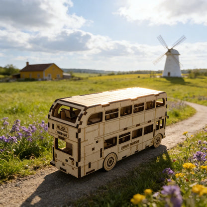 3D Wooden Bus Puzzle, DIY Model Kit, Handcrafted Gift, Home Decor, Birthday/Valentine's Day Gift
