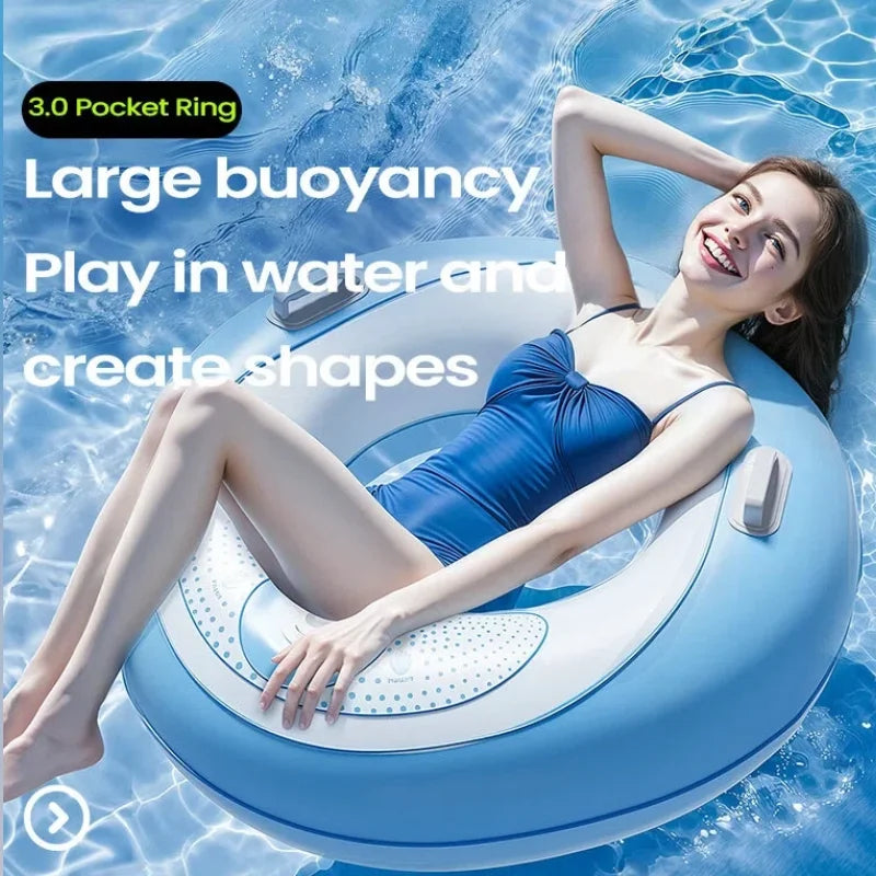60-100cm Double Handle Thicken Swimming Ring Pool Float Water Play Summer Beach Party Swimming Circle Press‑to‑Inflate
