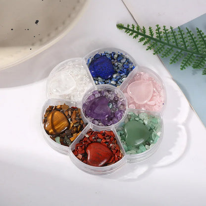 1box/set 7 Chakra Stones Natural Crystals Gemstones with Engraved Chakra Symbol Tumbled Polished Chakra Stone Meditation Crystal