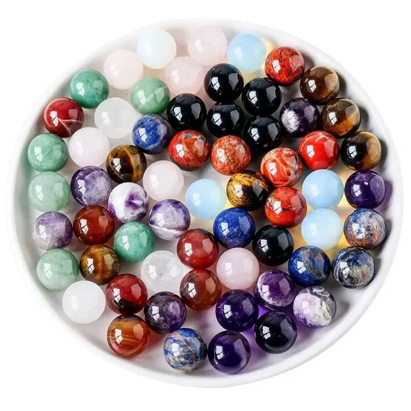 16mm Natural Crystal Ball No Hole Beads, Polished Agate Gemstone Sphere Bulk for DIY Jewelry Crafts Home Decor Gifts