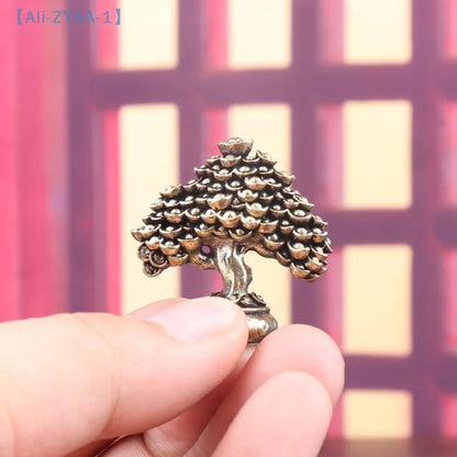 【ZYAA-1】Brass Fortune Tree Ornaments Potted Tree Ingot Tree Retro Brass Ornaments Living Room Office Desktop Sculpture