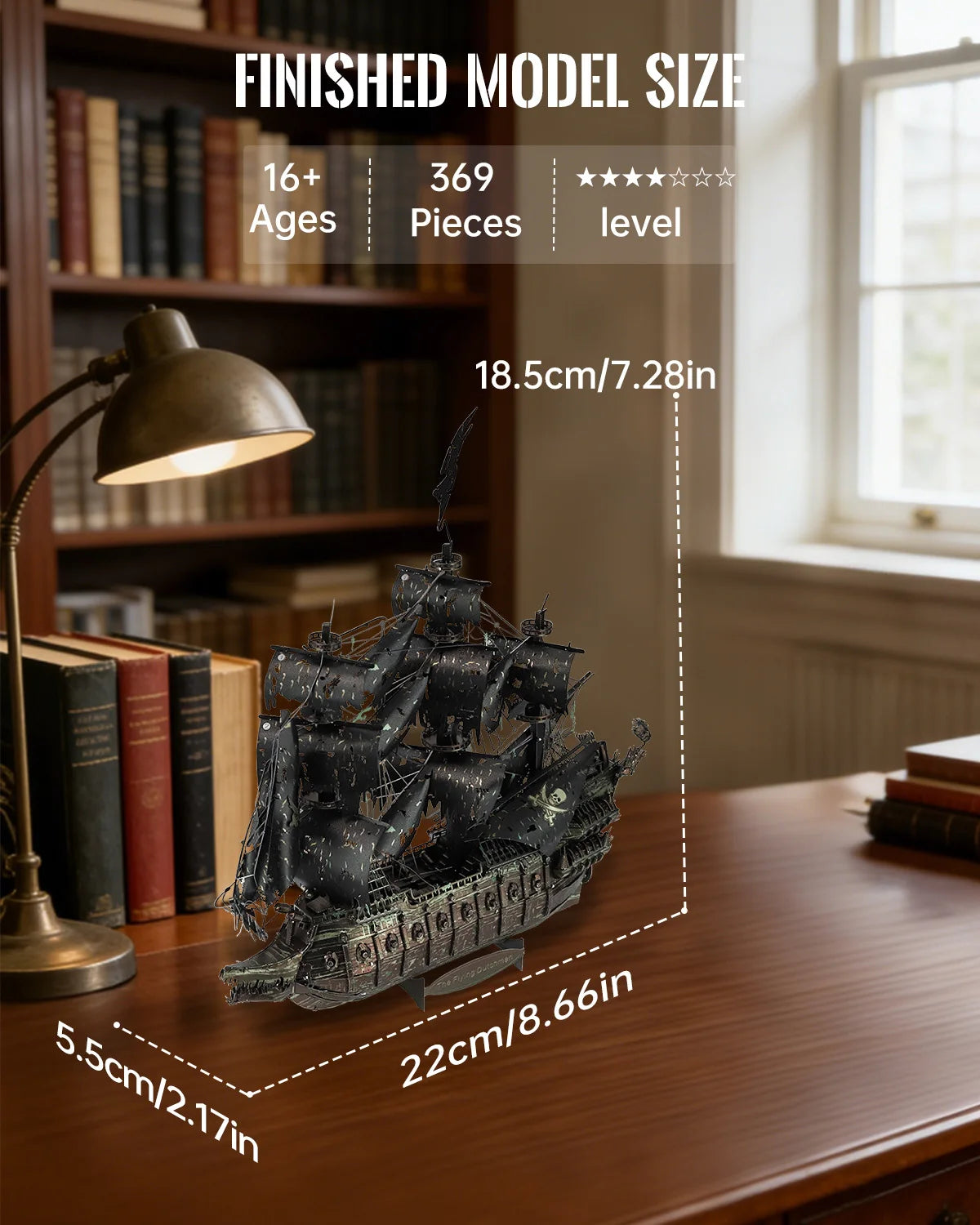 Piececool Metal 3D Puzzles for Adults The Flying Dutchman Pirate Ship Model Kits, 3D Watercraft Model Building Kit Birthday Gift
