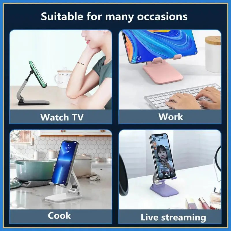 Foldable ABS Desktop Mobile Phone Stand For iPad iPhone Smartphone Support Tablet Desk Cell Phone Portable Holder Bracket