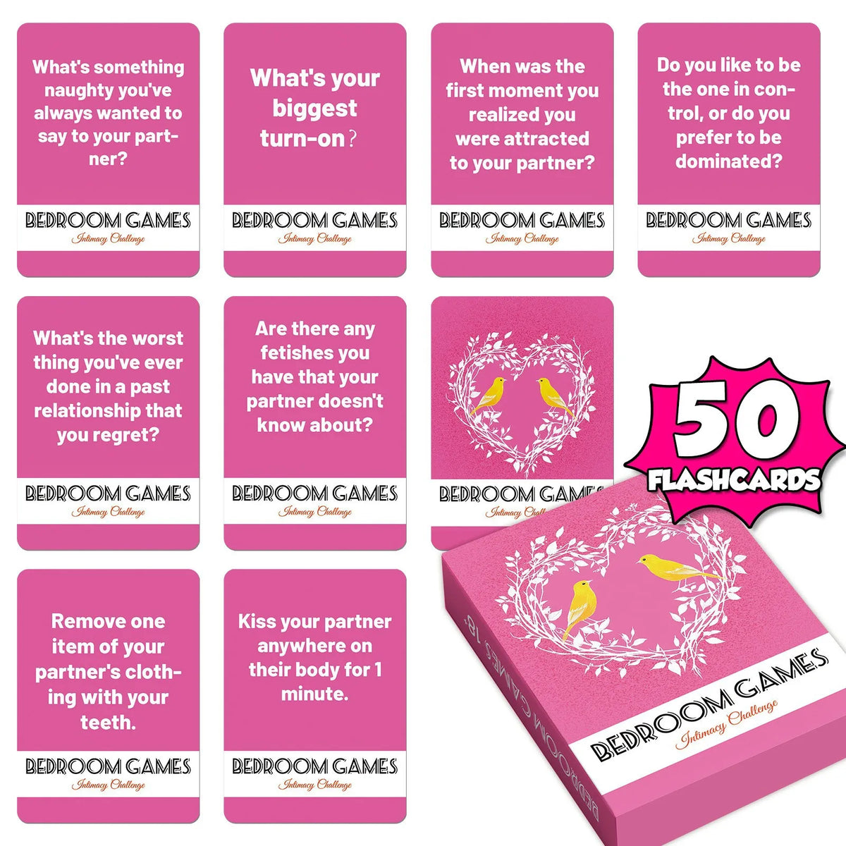 50Pcs Couple Interactive Game Cards Couple Night Dating Games Adult Flirty Truth Or Dare Cards For Husband Wife Party Fun