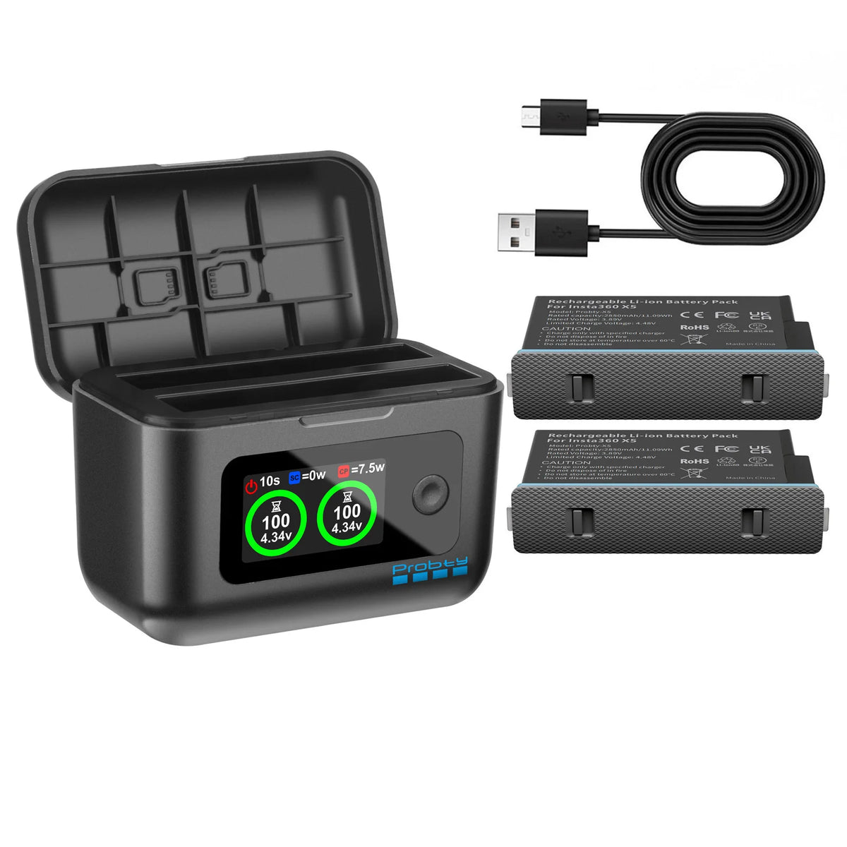 For Insta360 X5 Battery 2850mAh And LCD Dual ChannelFast Charger Hub Power Accessories For Insta 360 ONE X 5 Action Camera
