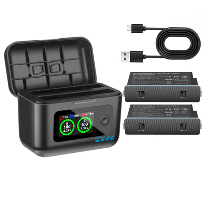For Insta360 X5 Battery 2850mAh And LCD Dual ChannelFast Charger Hub Power Accessories For Insta 360 ONE X 5 Action Camera