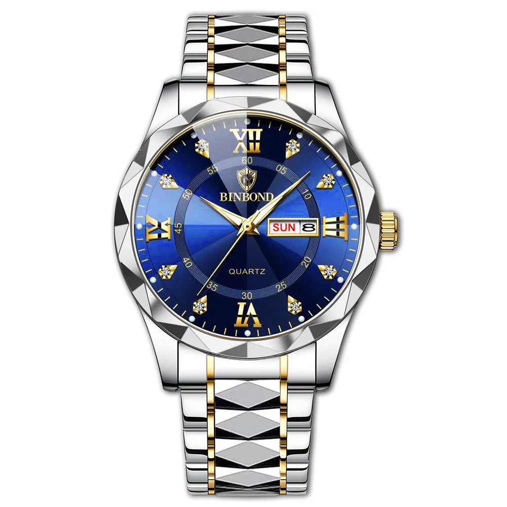 Male Mens Quartz Watches Top Brand Luxury Business Waterproof Luminous Large Dial Men Wristwatches Sports Stainless Steel Watch