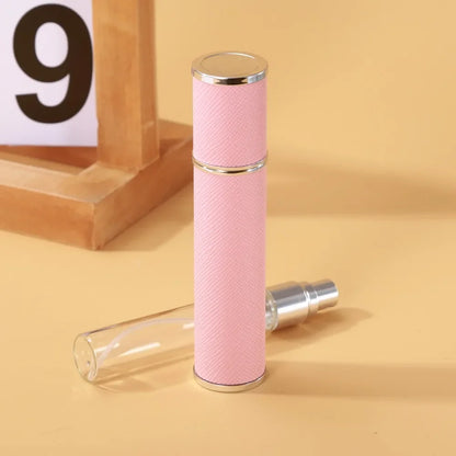 10ml Mini Perfume Bottle PU Leather Essential Oil Alcohol Spray Rotating Bottle Refillable Spray Atomizer Bottle