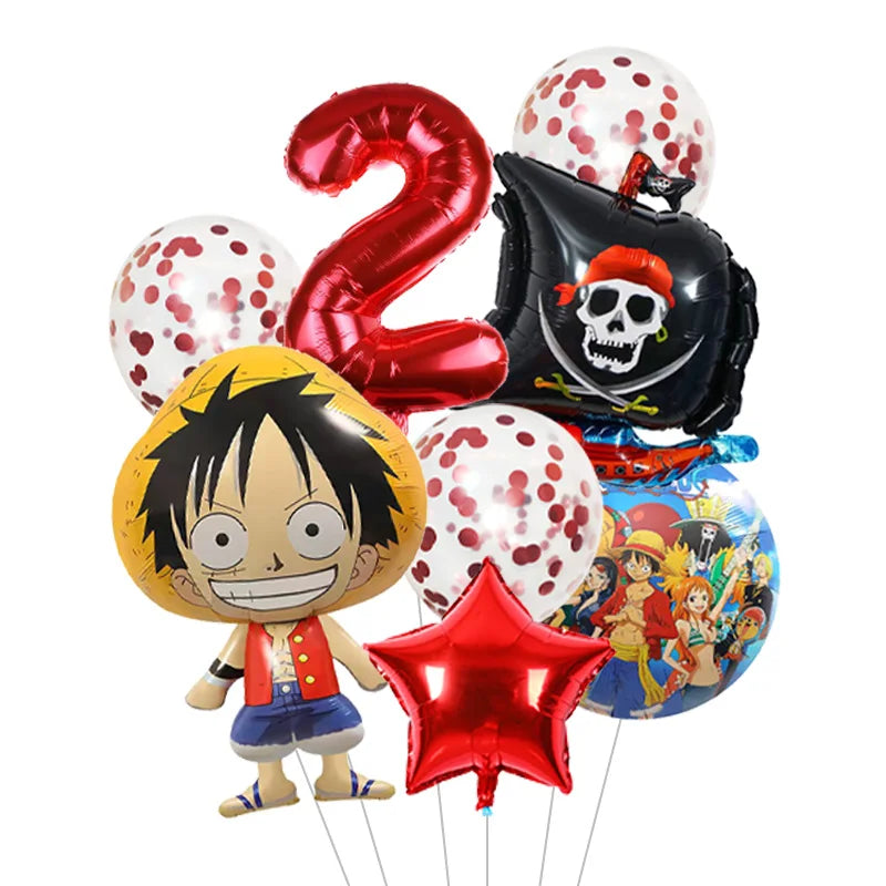 Anime One Piece Aluminum Film Balloons Luffy Shape Foil Balloon Boys Birthday Party Decoration Items