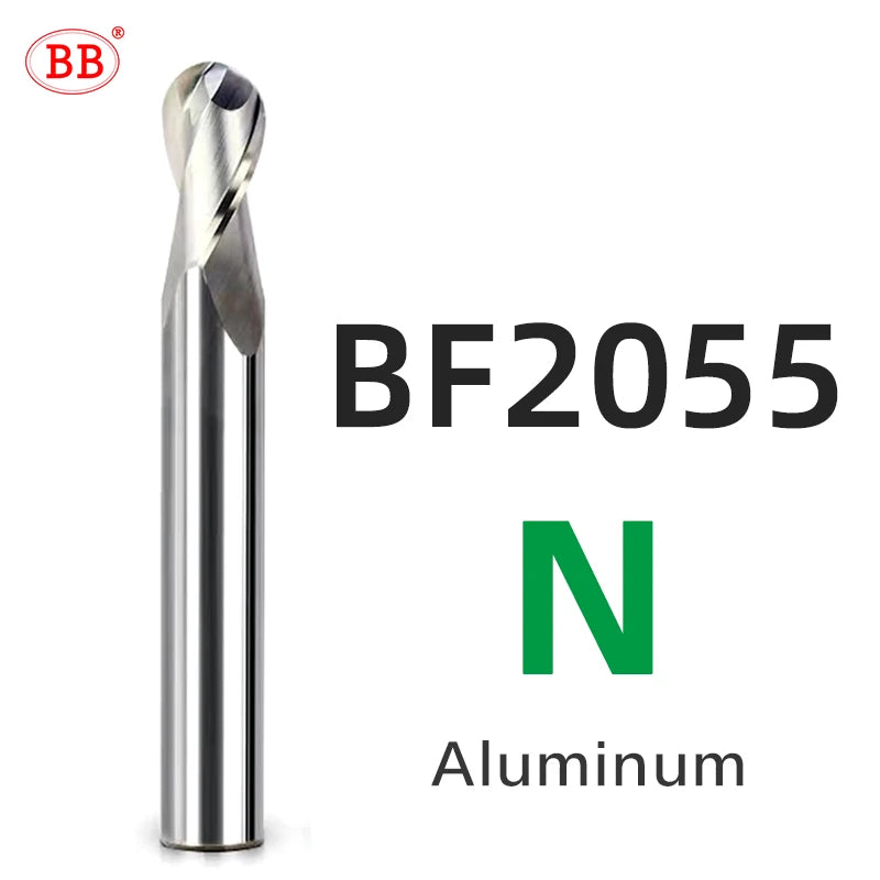 BB Ball Nose End Mill Tungsten Carbide Cutter CNC Router Bit Milling Tool R0.5 6mm 8mm 10mm HRC45 55 65 2 Flute