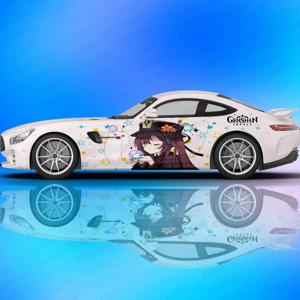 Genshin Anime Car Decals Side Graphics Wrap Vinyl Modified Car Parts Car Stickers Game Livery Custom Pattern Decals