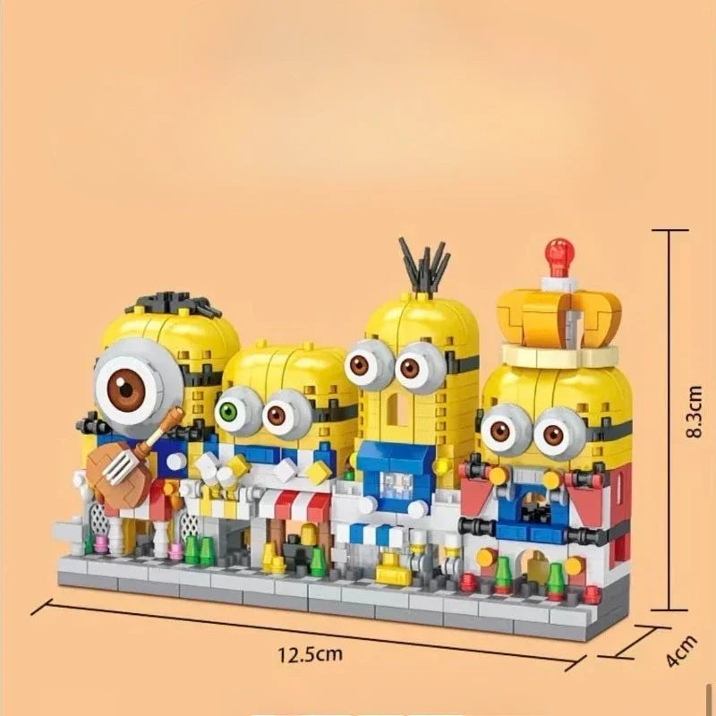4-in-1 Minions Street View Building Blocks Series Boys and Girls Assemble Toys 3D Stereoscopic Children's Birthday Gifts