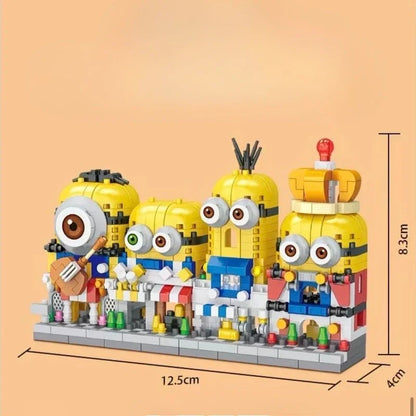 4-in-1 Minions Street View Building Blocks Series Boys and Girls Assemble Toys 3D Stereoscopic Children's Birthday Gifts