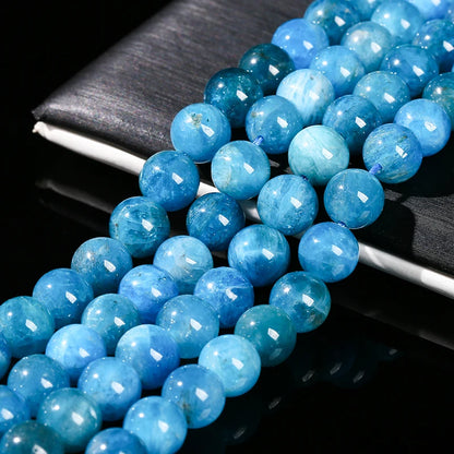 Natural Apatite Stone Bead Round Loose Spacer Blue Gems Bead for Jewelry Making DIY Bracelet Necklace Accessroies 4 6 8 10mm