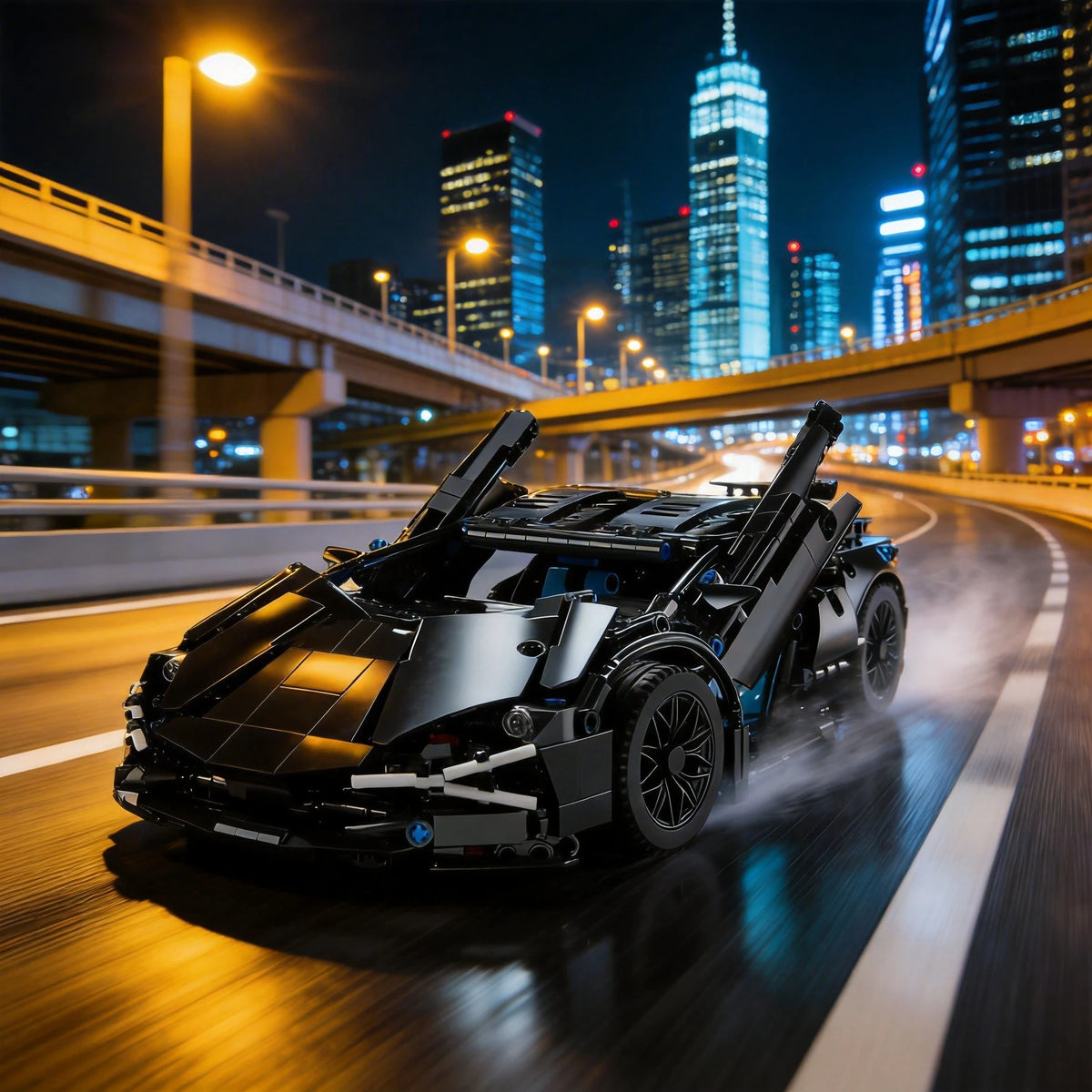 1000Pcs Technology 1:14 Black Supercar Racing Building Blocks Assembled Brick Car Toy Gift for Birthday Present
