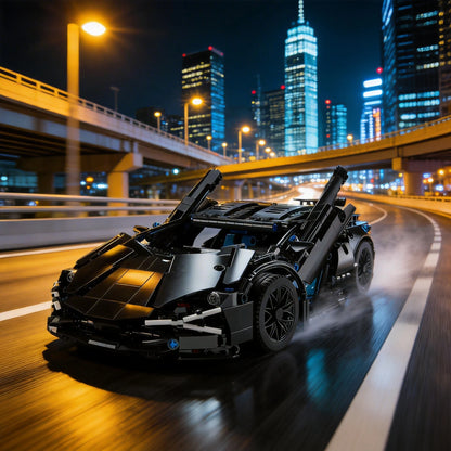 1000Pcs Technology 1:14 Black Supercar Racing Building Blocks Assembled Brick Car Toy Gift for Birthday Present