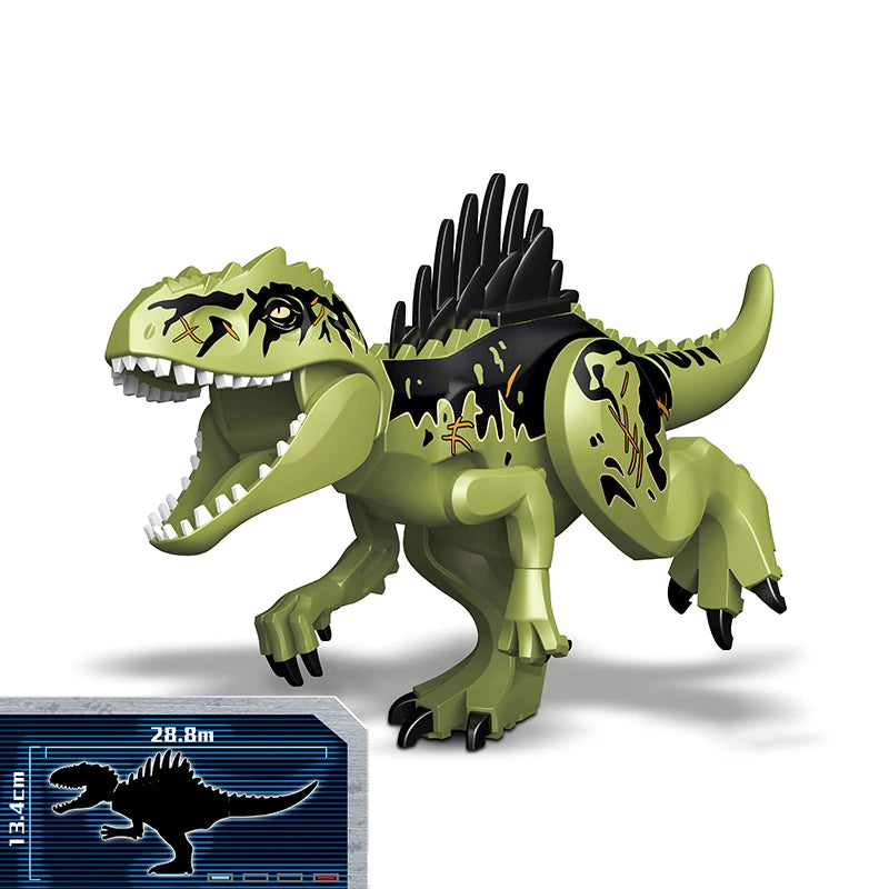 Jurassic Dinosaurs Spinosaurus Large Brick Toy Joints Open Mouth 7 Color Designs, Collectible Decor DIY Puzzle Assembly Gift