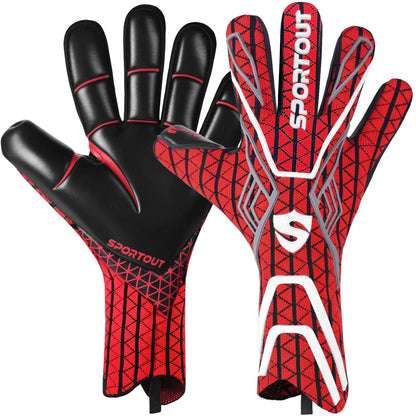 Goalkeeper gloves, men's goalkeeper gloves, football gloves, 4+3mm latex with super strong grip and strong breathability