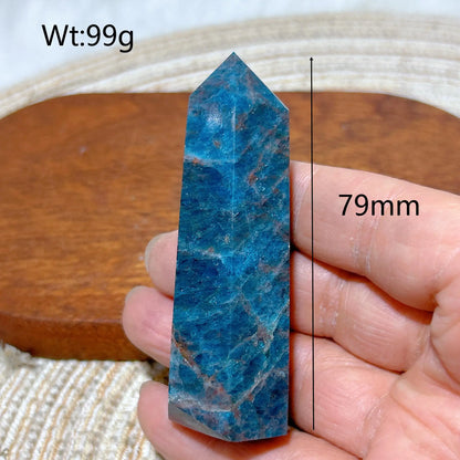 Natural Crystal Blue Flashy Apatite Tower Healing Gemstones High Quality Mineral Reiki Ornament Home Decorations Gift
